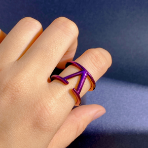 Essenceofluxury Womens Jewelry Valentino Vlogo Signature Metal Rings Purple A152PP180 AA200469