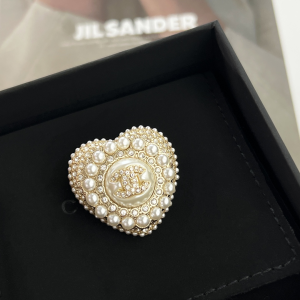 Chanel Crystals CC Pearls Heart Brooch 