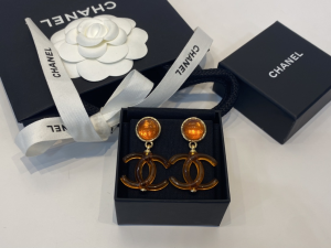 Essenceofluxury Womens Jewelry Chanel CC Logo Earrings Orange A39PP180 AA200931