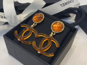 Essenceofluxury Womens Jewelry Chanel CC Logo Earrings Orange A39PP180 AA200931