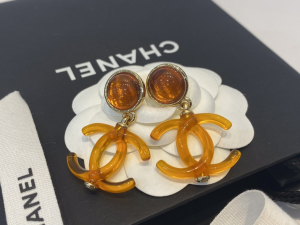 Essenceofluxury Womens Jewelry Chanel CC Logo Earrings Orange A39PP180 AA200931