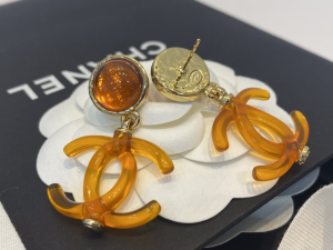 Essenceofluxury Womens Jewelry Chanel CC Logo Earrings Orange A39PP180 AA200931