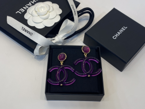 Essenceofluxury Womens Jewelry Chanel CC Logo Earrings Purple A39PP180 AA200930