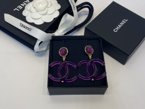Essenceofluxury Womens Jewelry Chanel CC Logo Earrings Purple A39PP180 AA200930
