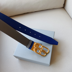 Essenceofluxury Womens Belts Balenciaga BB Leather Belt in Blue Gray 34MM A191PP240 AA201382
