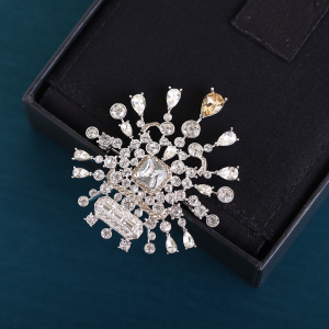 Essenceofluxury Womens Jewelry Chanel Crystals Flower Brooch in Silver A205PP280 AA201383