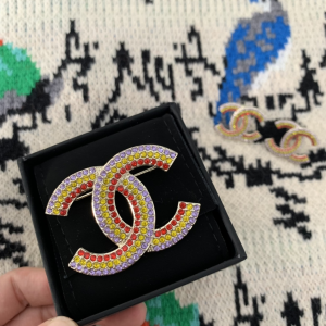 Chanel Multicolor Crystals CC Logo Brooch 