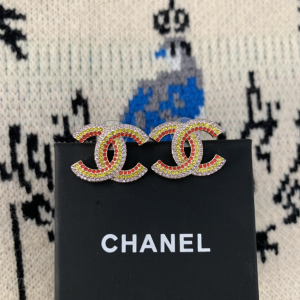 Chanel Multicolor Crystals CC Logo Earrings 
