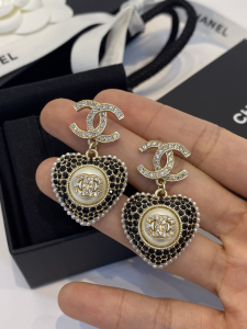 Chanel CC Crystals Heart Earrings 