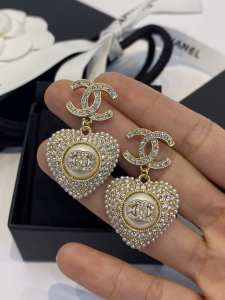 Chanel CC Crystals Heart Earrings 