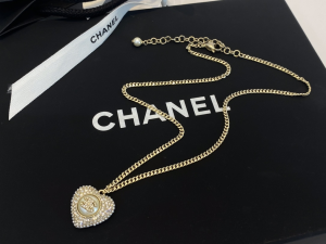 Chanel Crystals CC Heart Pendant Necklaces 