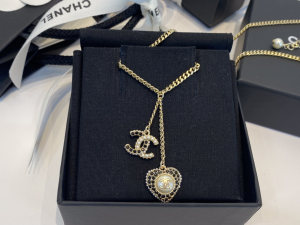 Chanel Crystals CC Heart Pendant Necklaces 