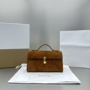 Savette Symmetry Pochette Top Handle Suede Leather Tote Shoulder Bag Brown Savette Symmetry Pochette Top Handle Suede Leather Tote Shoulder Bag Brown
