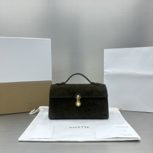 Savette Symmetry Pochette Top Handle Suede Leather Tote Shoulder Bag Green Savette Symmetry Pochette Top Handle Suede Leather Tote Shoulder Bag Green