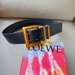 Essenceofluxury Womens Belts Loewe Black Lambskin Leather Belt 60MM A175PP340 AA201632