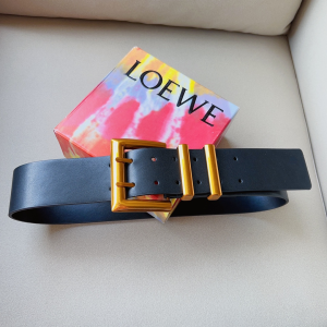 Essenceofluxury Womens Belts Loewe Black Lambskin Leather Belt 60MM A175PP340 AA201632