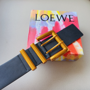 Essenceofluxury Womens Belts Loewe Black Lambskin Leather Belt 60MM A175PP340 AA201632