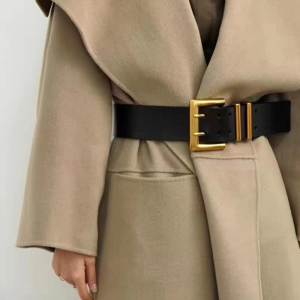 Essenceofluxury Womens Belts Loewe Black Lambskin Leather Belt 60MM A175PP340 AA201632