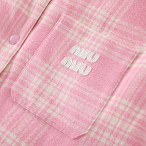 Essenceofluxury Womens Clothing Miu Miu Check Plaid Down Jacket Pink SML A155PP880 AA201575