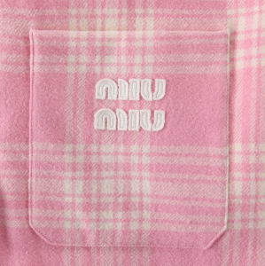 Essenceofluxury Womens Clothing Miu Miu Check Plaid Down Jacket Pink SML A155PP880 AA201575