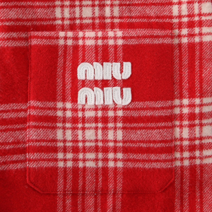 Essenceofluxury Womens Clothing Miu Miu Check Plaid Down Jacket Red SML A155PP880 AA201576