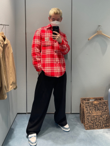 Essenceofluxury Womens Clothing Miu Miu Check Plaid Down Jacket Red SML A155PP880 AA201576