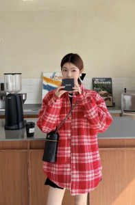 Essenceofluxury Womens Clothing Miu Miu Check Plaid Down Jacket Red SML A155PP880 AA201576