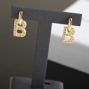 Essenceofluxury Womens Jewelry Balenciaga B Chain XS Gold Earrings A205PP180 AA201643