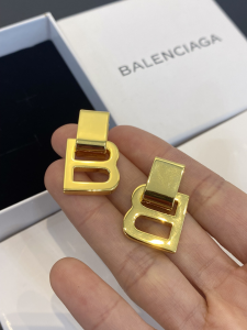 Balenciaga Gold BB Earrings 