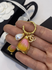 Chanel Crystals CC Logo Earrings 