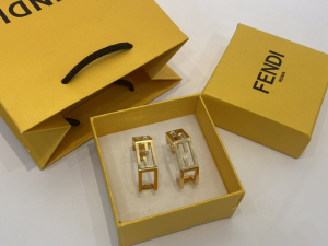 Essenceofluxury Womens Jewelry Fendi Gold Baguette FF Logo Earrings A39PP180 AA201678
