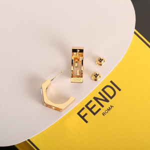 Essenceofluxury Womens Jewelry Fendi Gold Baguette FF Logo Earrings A39PP180 AA201679