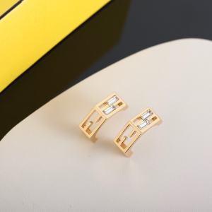 Essenceofluxury Womens Jewelry Fendi Gold Baguette FF Logo Earrings A39PP180 AA201679