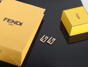 Essenceofluxury Womens Jewelry Fendi Gold Baguette FF Logo Earrings A39PP180 AA201680