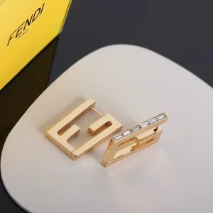Essenceofluxury Womens Jewelry Fendi Gold Baguette FF Logo Earrings A39PP180 AA201680