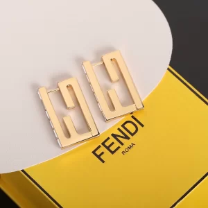 Essenceofluxury Womens Jewelry Fendi Gold Baguette FF Logo Earrings A39PP180 AA201680