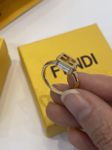 Fendi Gold Baguette FF Logo Rings 