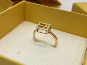 Essenceofluxury Womens Jewelry Fendi Gold Baguette FF Logo Rings A39PP180 AA201676