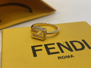 Essenceofluxury Womens Jewelry Fendi Gold Baguette FF Logo Rings A39PP180 AA201676