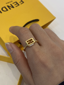 Essenceofluxury Womens Jewelry Fendi Gold Baguette FF Logo Rings A39PP180 AA201676