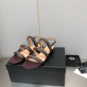 Essenceofluxury Womens Shoes Chanel Leather Flat Sandals in Brown 35 To 41 A151PP480 AA201837