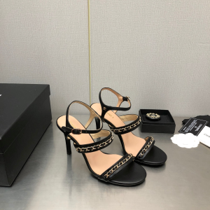 Chanel Leather Sandals Black 