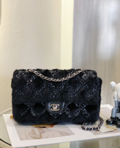 Chanel Black Shearling Flap Bag 