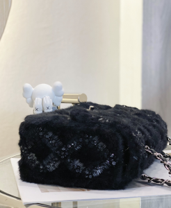 Essenceofluxury Womens Handbags Chanel Black Shearling Flap Bag A103PP1480 AA201976