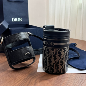 Dior Aqua Mug Shoulder Strap Black Calfskin and Dior Oblique Stainless Steel Dior Aqua Mug Shoulder Strap Black Calfskin and Dior Oblique Stainless Steel