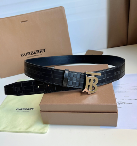 Burberry TB Belt Black Leather 35MM 