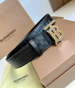Essenceofluxury Mens Belts Burberry TB Belt in Black Leather 35MM A175PP240 AA202485