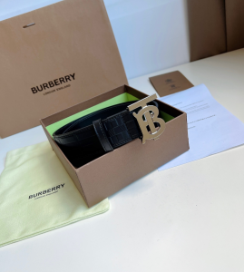 Essenceofluxury Mens Belts Burberry TB Belt in Black Leather 35MM A175PP240 AA202485