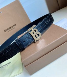 Essenceofluxury Mens Belts Burberry TB Belt in Black Leather 35MM A175PP240 AA202485
