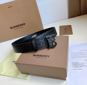 Essenceofluxury Mens Belts Burberry TB Belt in Black Leather 35MM A175PP240 AA202486